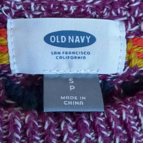 Old Navy Purple Fair Isle Print Crew Neck Pullover Winter Sweater size Small - Picture 4 of 6